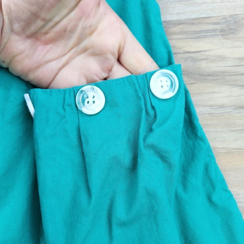 🍑Teal Button Tab Short Sleeve Dress Medium - Picture 11 of 14